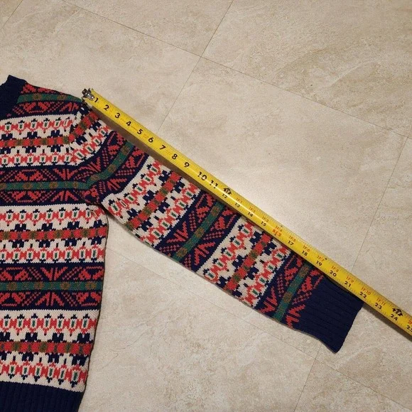 J Crew Classic Fair Isle Womens XS Lambs Wool Multicolor Knit Crewneck Sweater - Picture 10 of 16